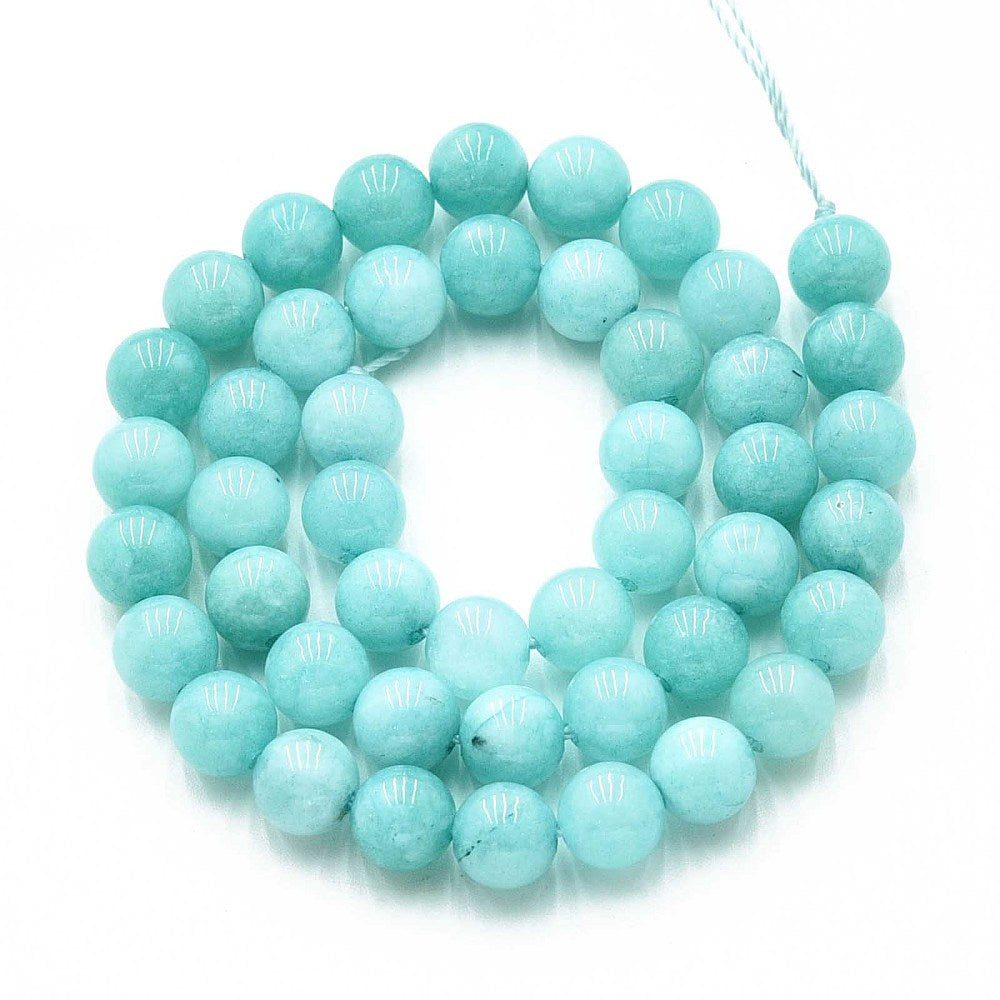 Quartz Natural Dyed Beads – Cyan 8mm | The Pink Bead Shop Canada
