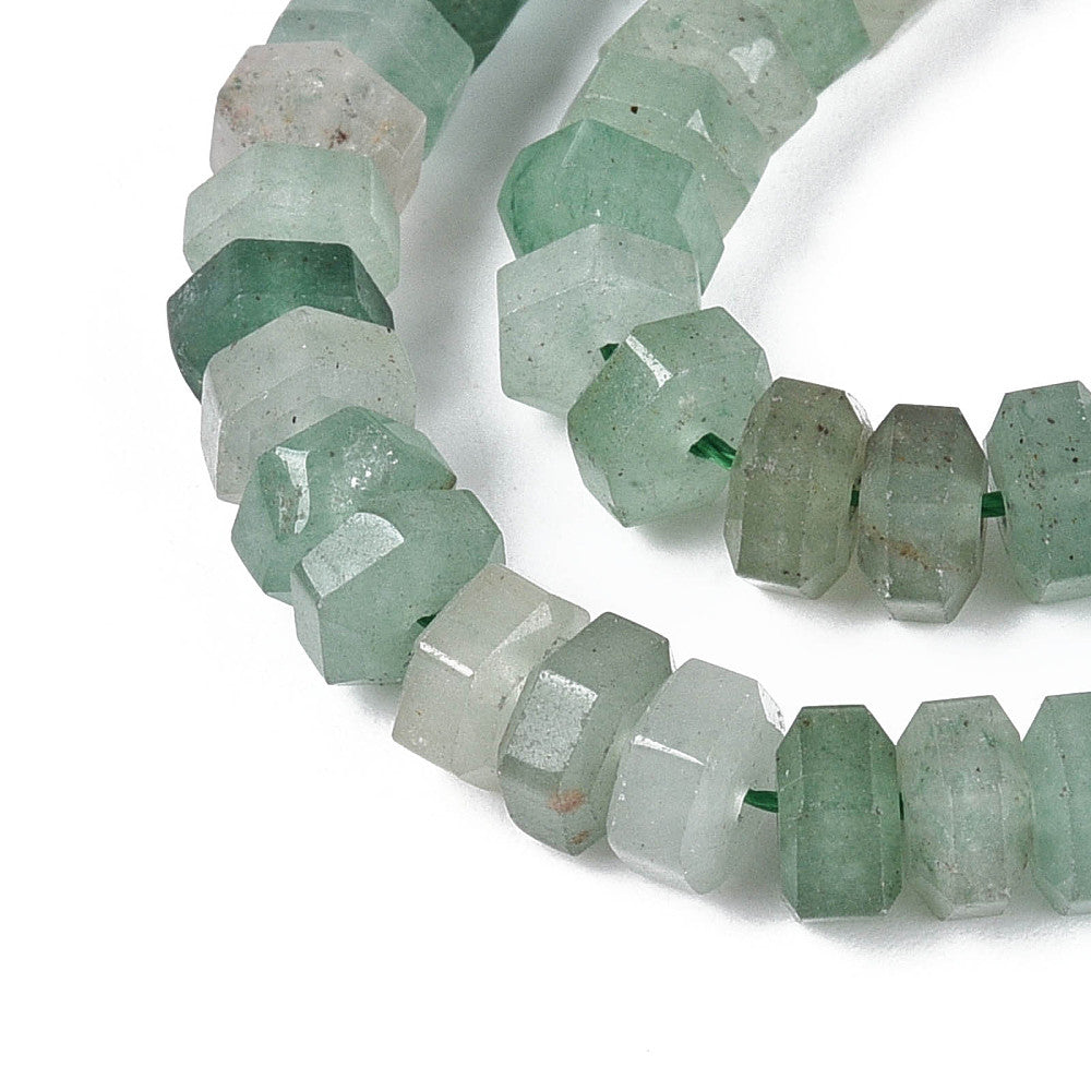 Natural Green Aventurine Faceted Hexagon Beads 6.5–7x3–3.5mm | The Pink Bead Shop Canada