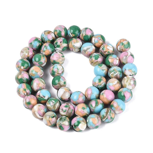 Medium Sea Green Turquoise & Trochus Shell Round Beads 8–9mm | The Pink Bead Shop Canada