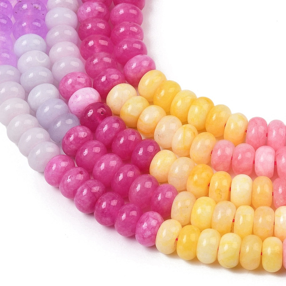 Gradient Color Dyed White Jade Rondelle Beads Violet 8.5x4.5–5.5mm Strand | The Pink Bead Shop Canada