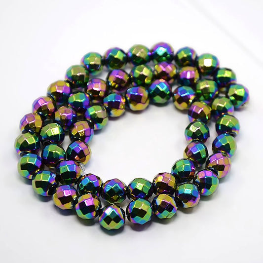 Hematite Magnetic Beads – 8mm Faceted Rainbow Plated | The Pink Bead Shop Canada