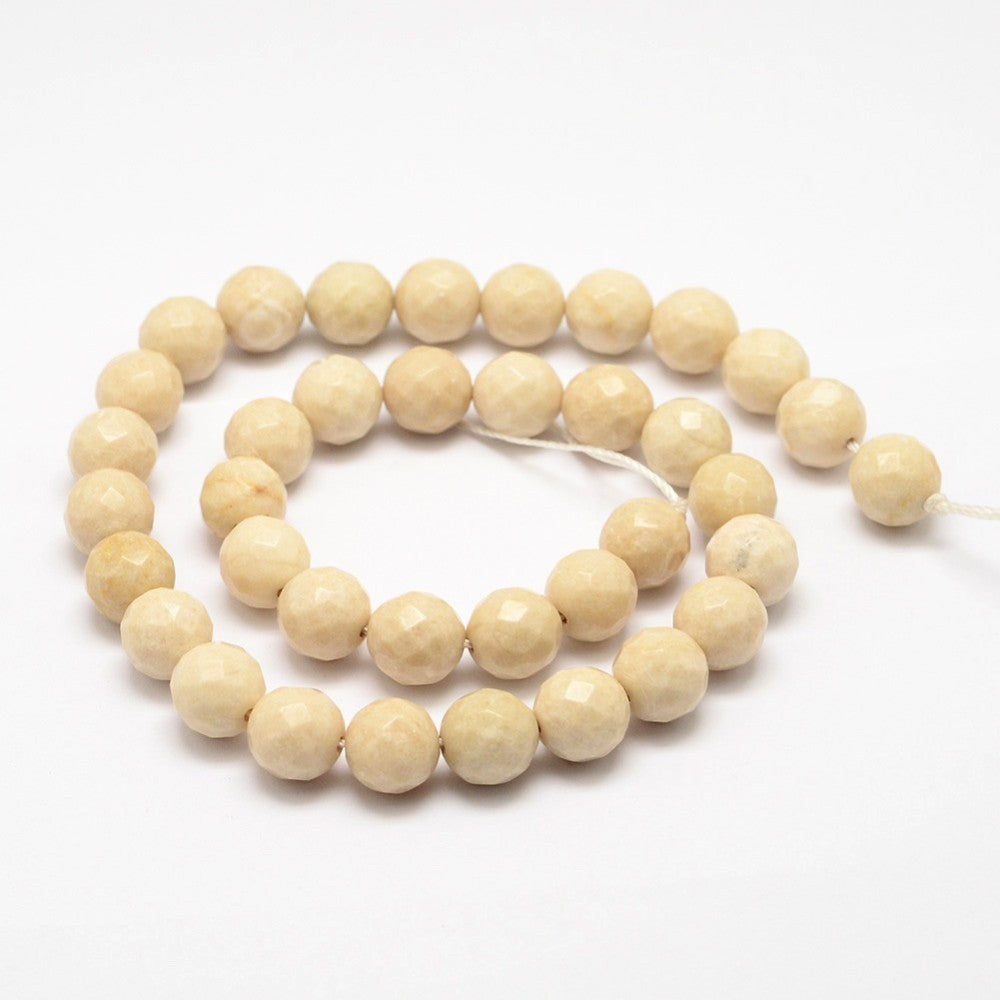 Navajo White Fossil Faceted Gemstone Beads – 6mm | The Pink Bead Shop Canada