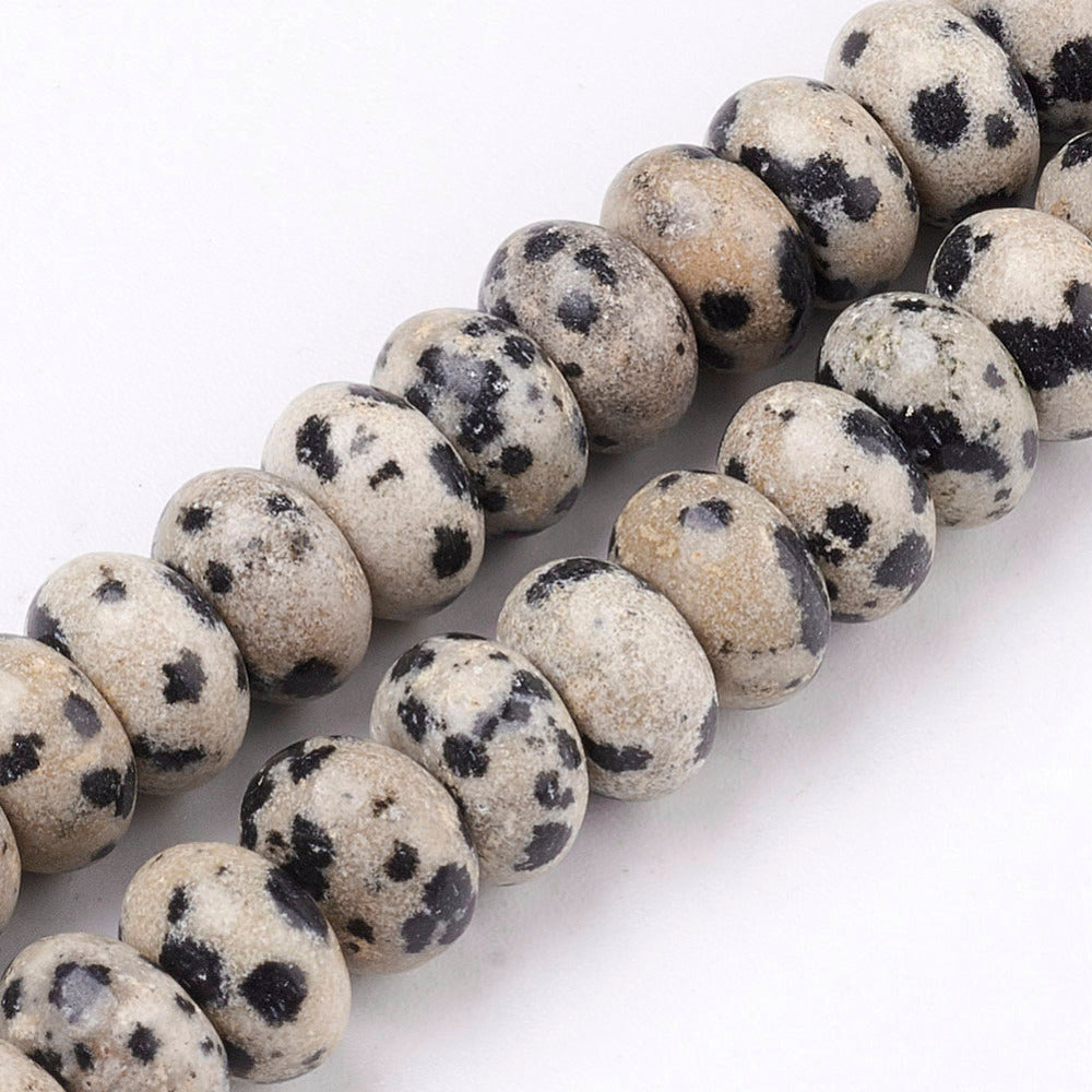 Dalmatian Jasper 8mm Rondelle Beads for Jewelry Making | The Pink Bead Shop Canada