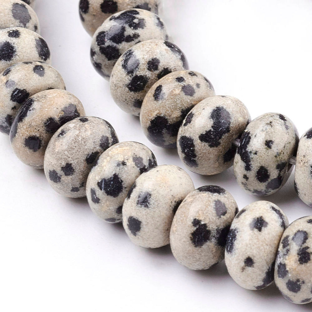 Dalmatian Jasper 8mm Rondelle Beads for Jewelry Making | The Pink Bead Shop Canada