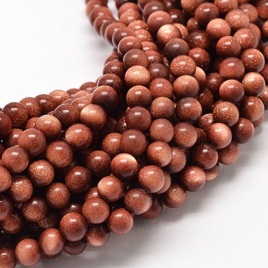 Brown Goldstone Beads – Round 8mm | The Pink Bead Shop Canada