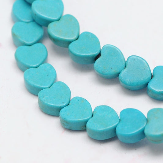 Turquoise Synthetic Heart Beads – Medium Blue 6x5mm | The Pink Bead Shop Canada