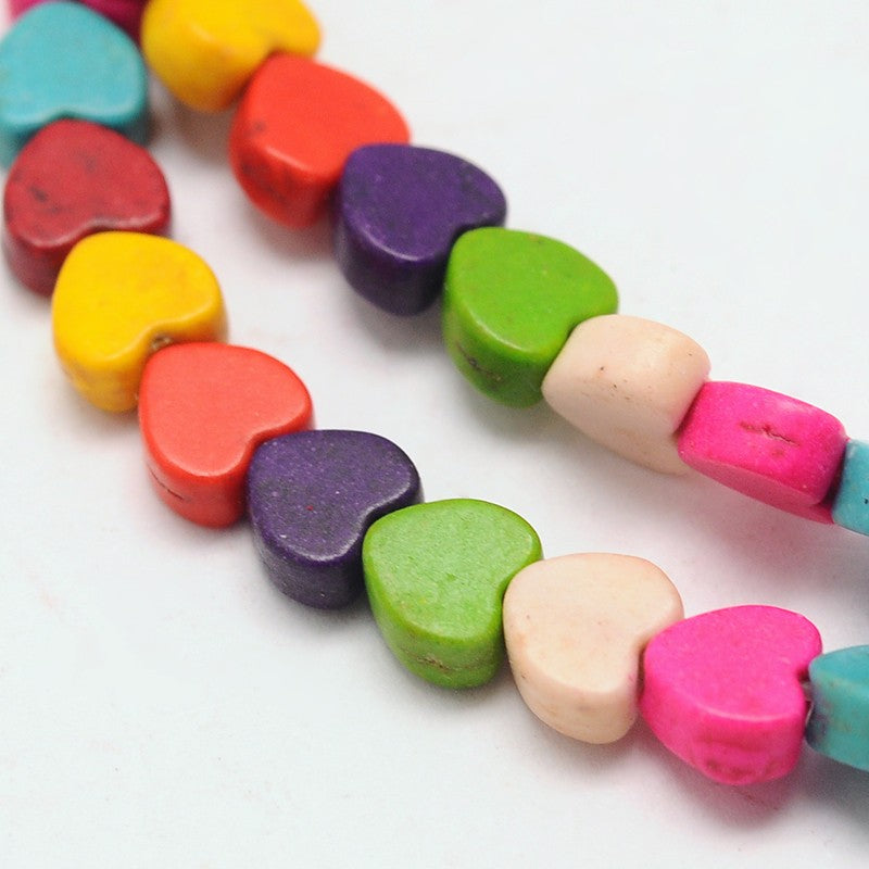 Turquoise Synthetic Colourful  Heart Beads – 5x6mm | The Pink Bead Shop Canada