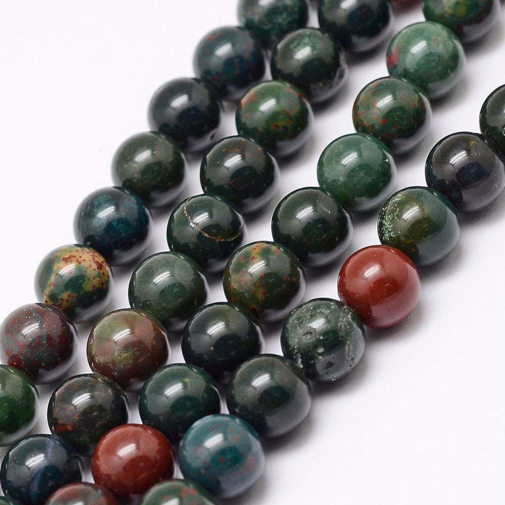 Natural Indian Bloodstone Round Gemstone Beads – 6mm, 8mm & 10mm | The Pink Bead Shop Canada