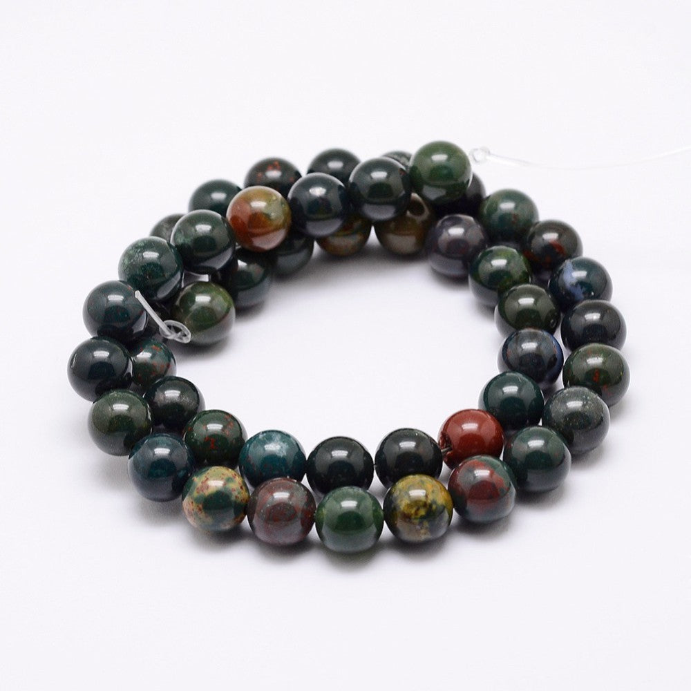 Natural Indian Bloodstone Round Gemstone Beads – 6mm, 8mm & 10mm | The Pink Bead Shop Canada