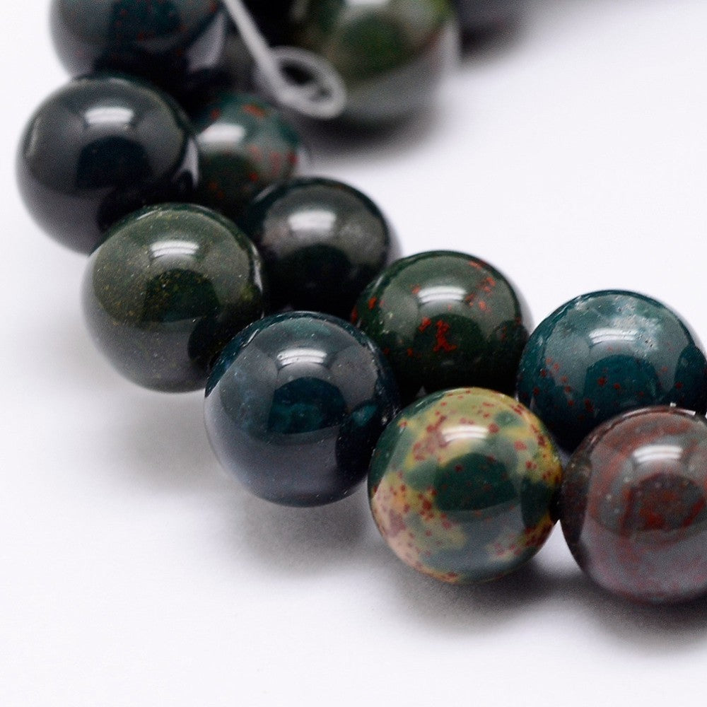 Natural Indian Bloodstone Round Gemstone Beads – 6mm, 8mm & 10mm | The Pink Bead Shop Canada
