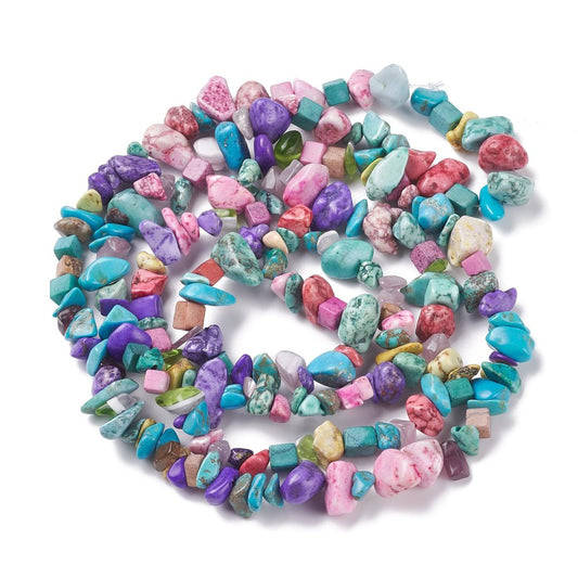 Turquoise Synthetic Chip Beads 5–8mm | 80cm Strand | 1mm Hole | Dyed The Pink Bead Shop