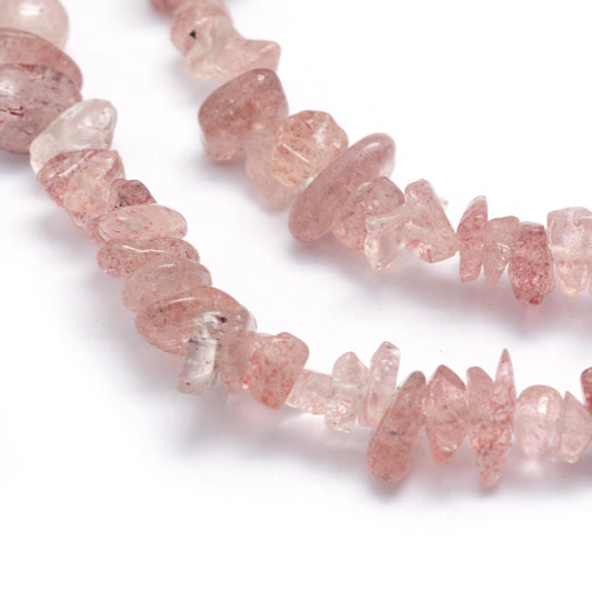 Strawberry Quartz Chip Beads – Natural Quartz, 5–8mm The Pink Bead Shop