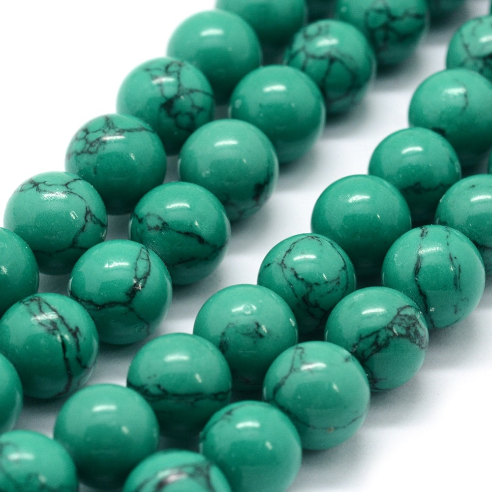 Turquoise Synthetic Beads – 8mm Round Sea Green | The Pink Bead Shop Canada