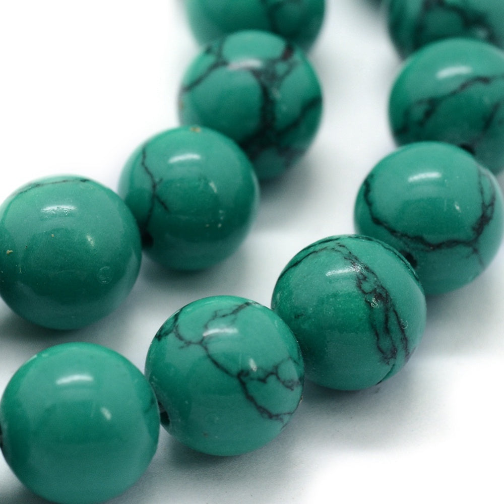 Turquoise Synthetic Beads – 8mm Round Sea Green | The Pink Bead Shop Canada