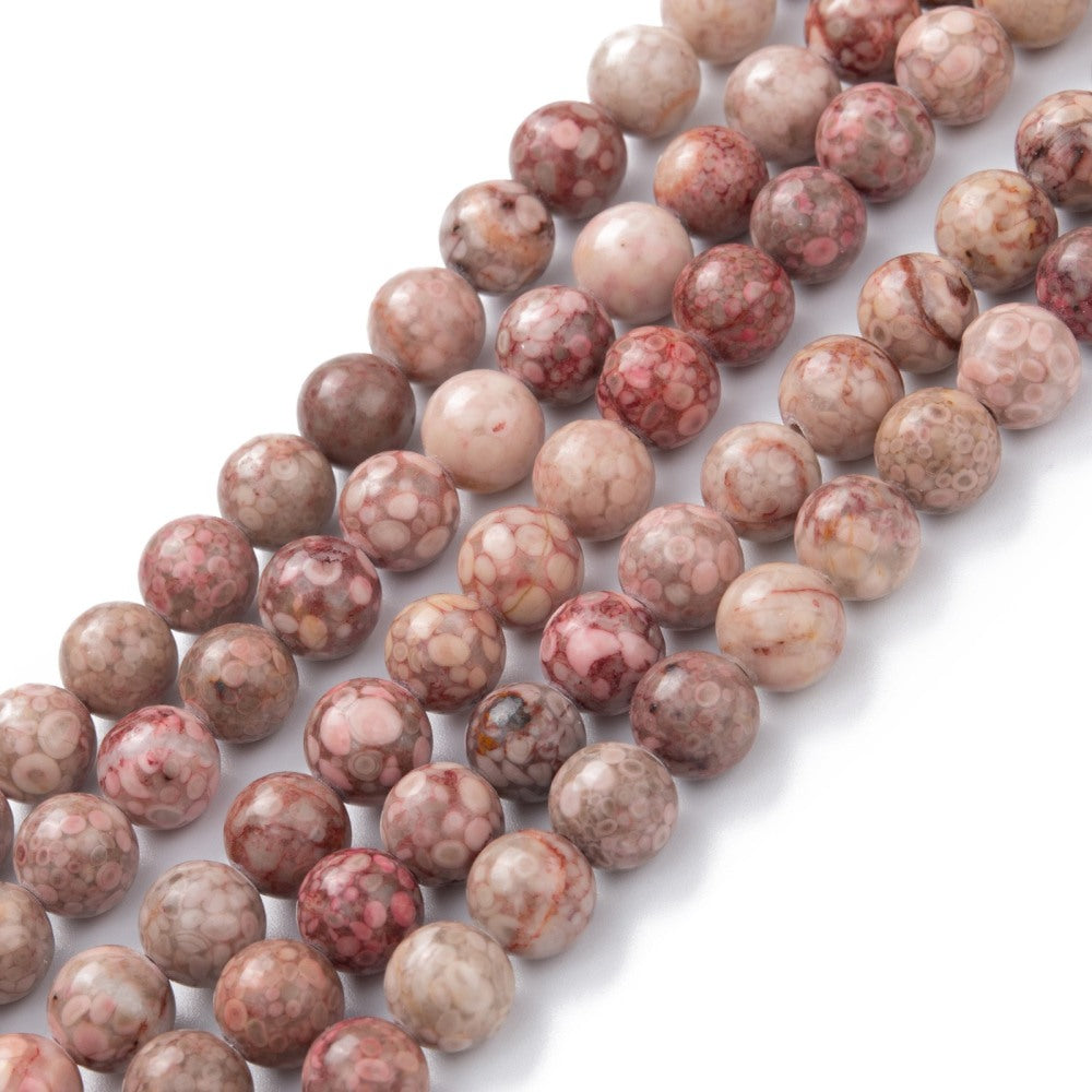 Mafanite Stone Beads – Flamingo Pink Round Gemstone Bead Strand (8mm) The Pink Bead Shop