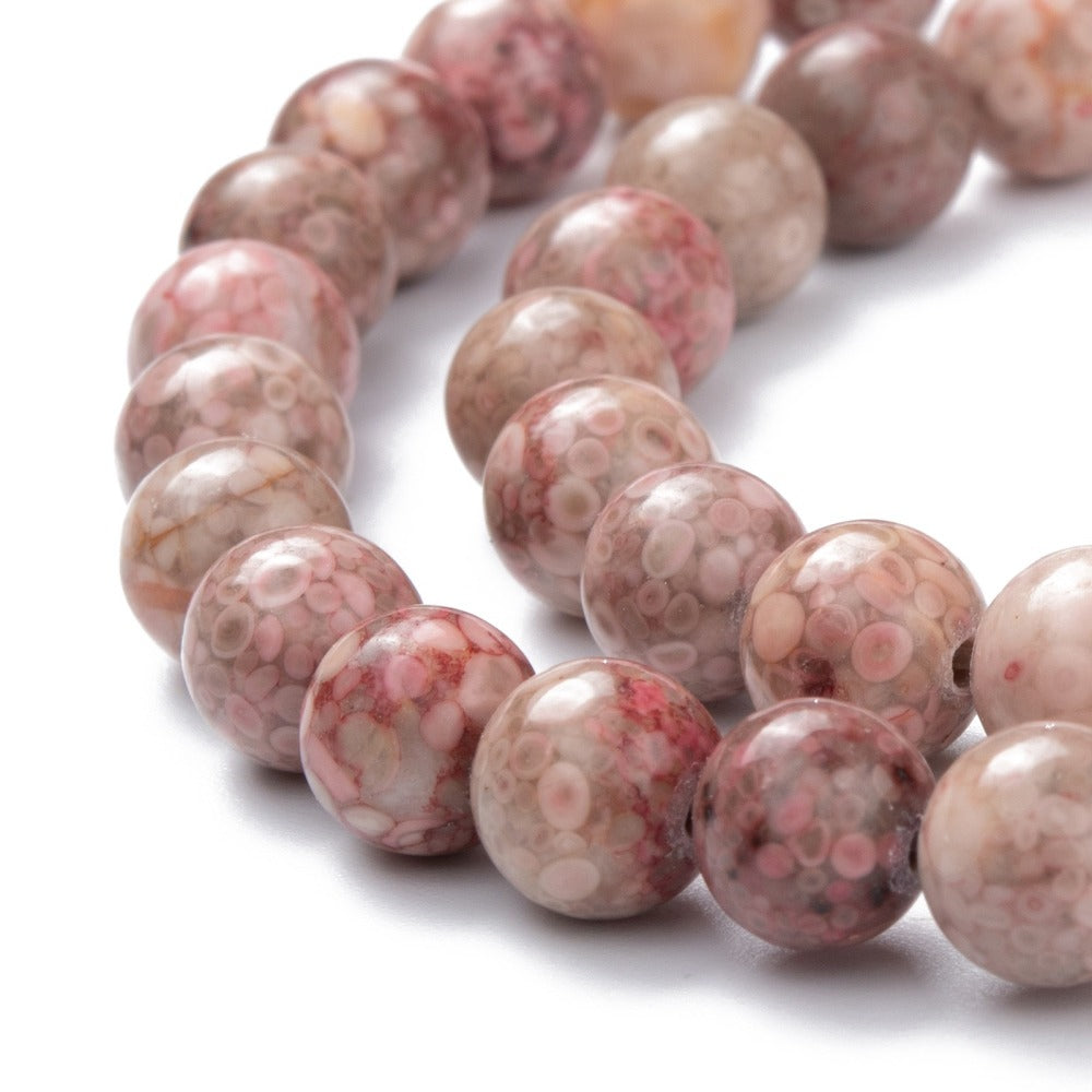 Mafanite Stone Beads – Flamingo Pink Round Gemstone Bead Strand (8mm) The Pink Bead Shop
