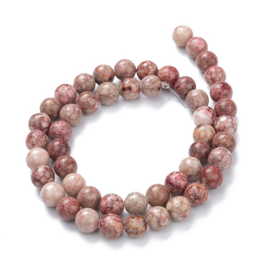 Mafanite Stone Beads – Flamingo Pink Round Gemstone Bead Strand (8mm) The Pink Bead Shop