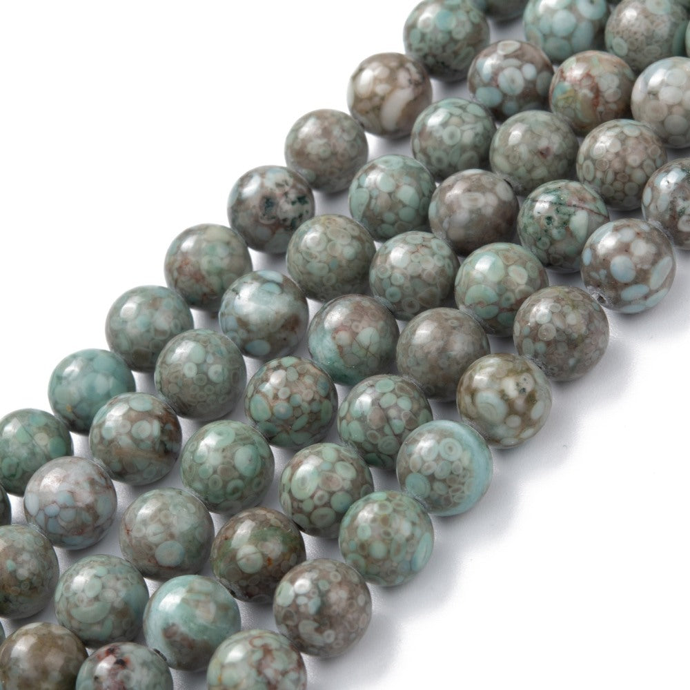Maifanite Natural Stone Bead Strand Dyed Cadet Blue 8mm | The Pink Bead Shop Canada