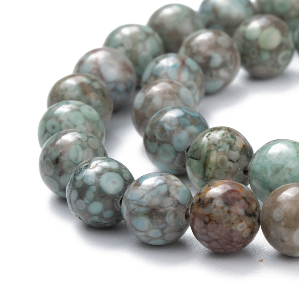 Maifanite Natural Stone Bead Strand Dyed Cadet Blue 8mm | The Pink Bead Shop Canada