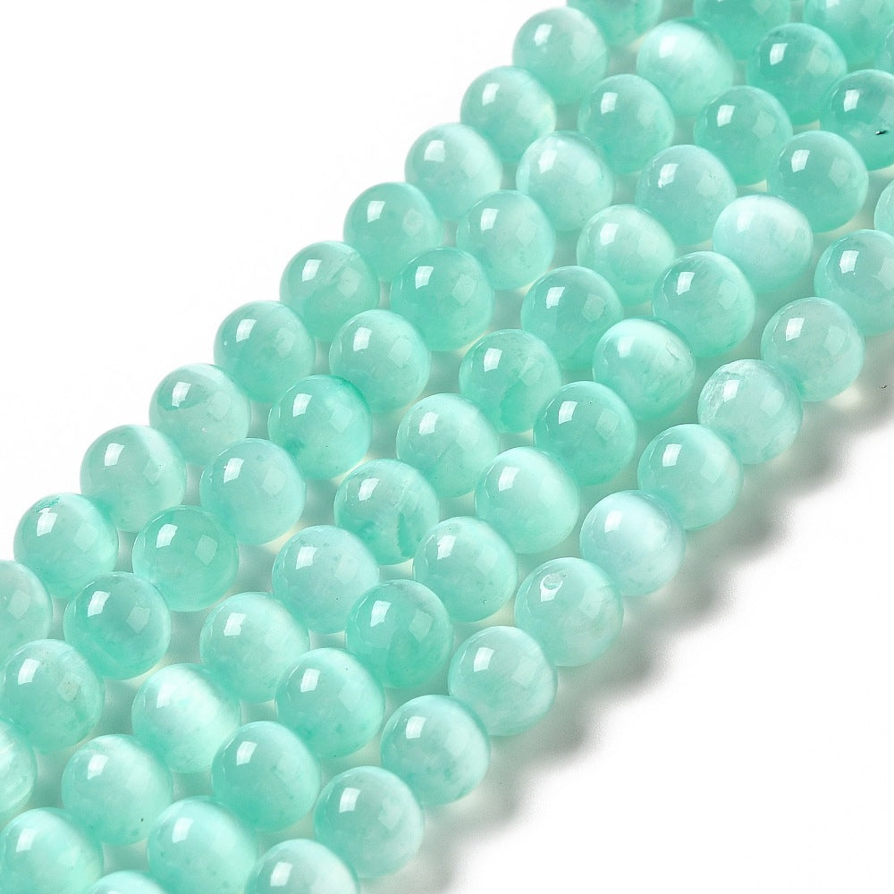 Selenite Beads Natural 8.5mm Aqua Dyed | The Pink Bead Shop Canada
