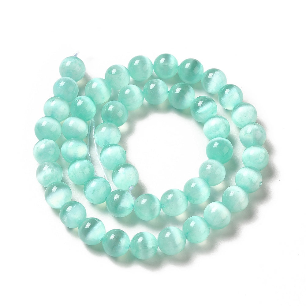 Selenite Beads Natural 8.5mm Aqua Dyed | The Pink Bead Shop Canada