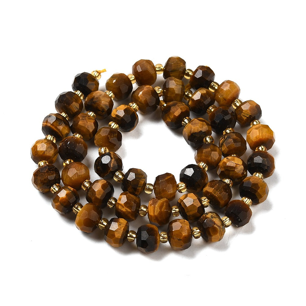 Tiger Eye Faceted Rondelle Beads 7–8mm | The Pink Bead Shop Canada