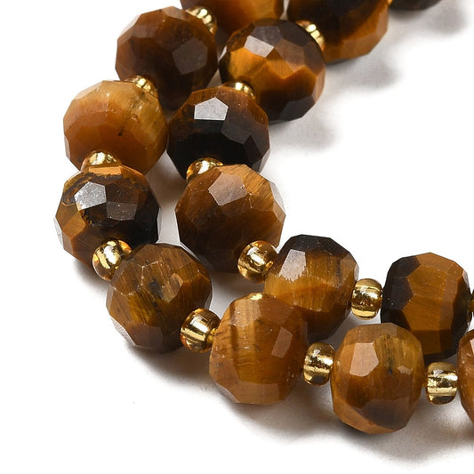 Tiger Eye Faceted Rondelle Beads 7–8mm | The Pink Bead Shop Canada