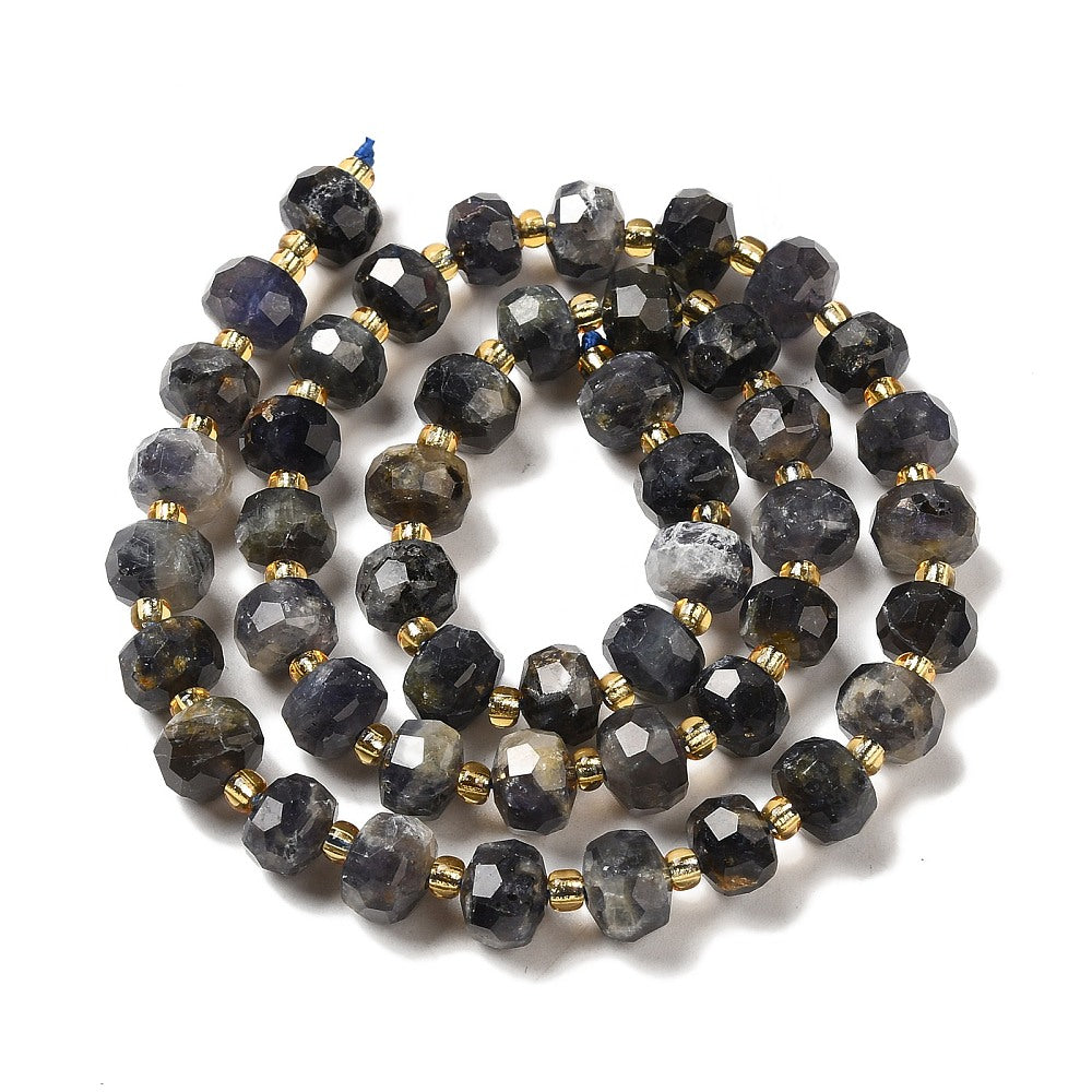 Iolite Faceted Rondelle Beads 7–8mm | The Pink Bead Shop Canada