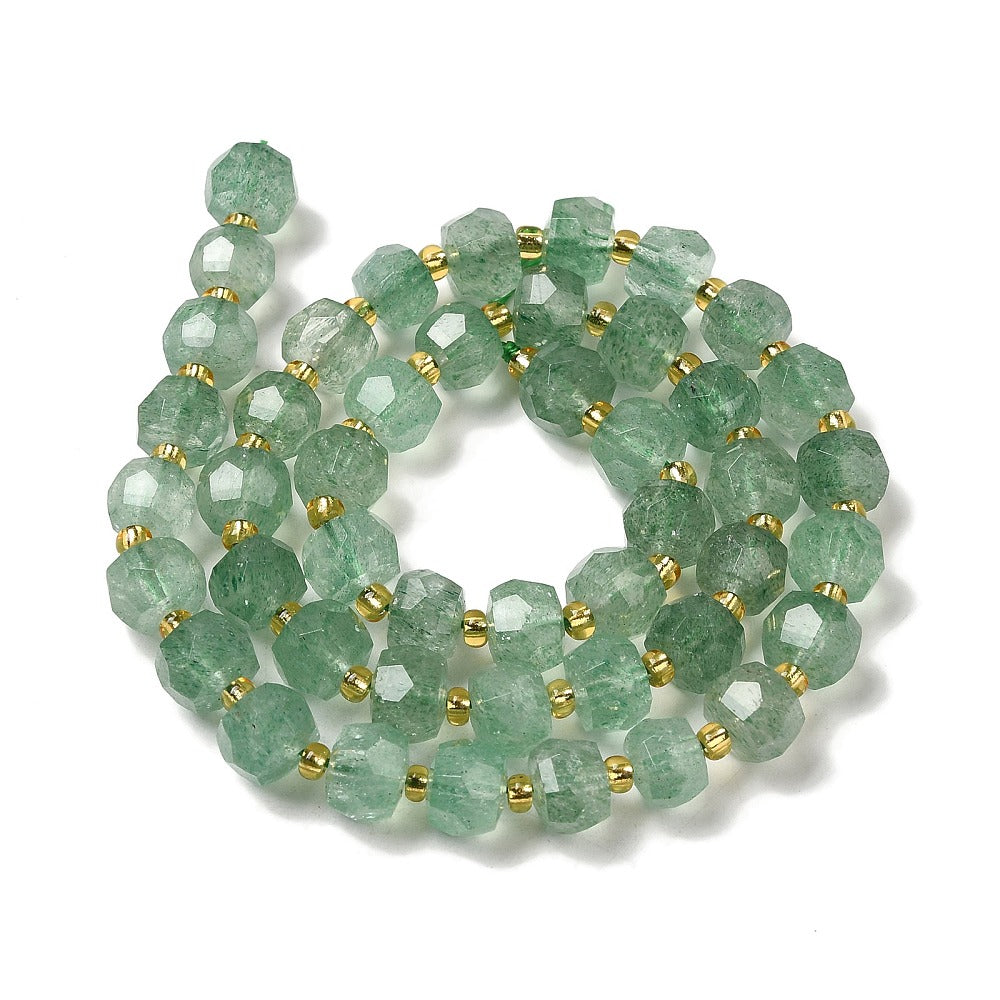 Green Strawberry Quartz Faceted Rondelle Beads 7–8mm | The Pink Bead Shop Canada