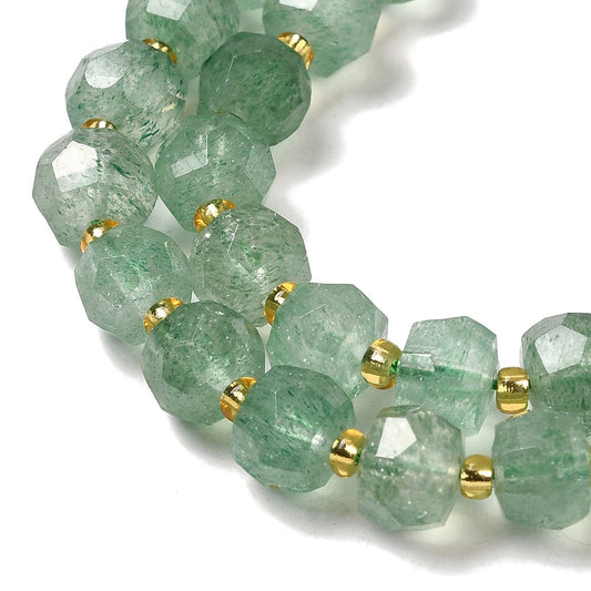 Green Strawberry Quartz Faceted Rondelle Beads 7–8mm | The Pink Bead Shop Canada