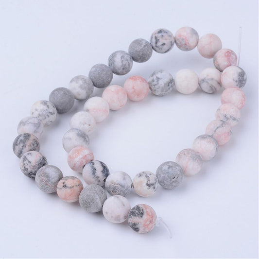 Zebra Jasper Gemstone Beads – Frosted Round 6mm & 8mm | The Pink Bead Shop Canada