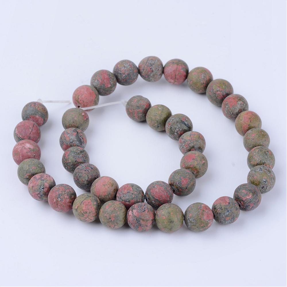 Unakite Round Frosted Natural Bead Strands – 4mm & 8mm | The Pink Bead Shop Canada