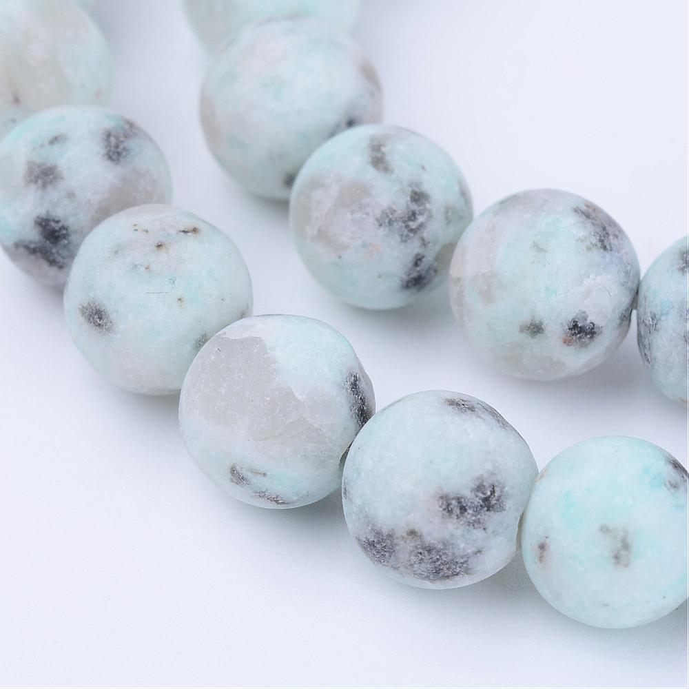 Kiwi Jasper Beads Frosted  – Round 8mm | The Pink Bead Shop Canada