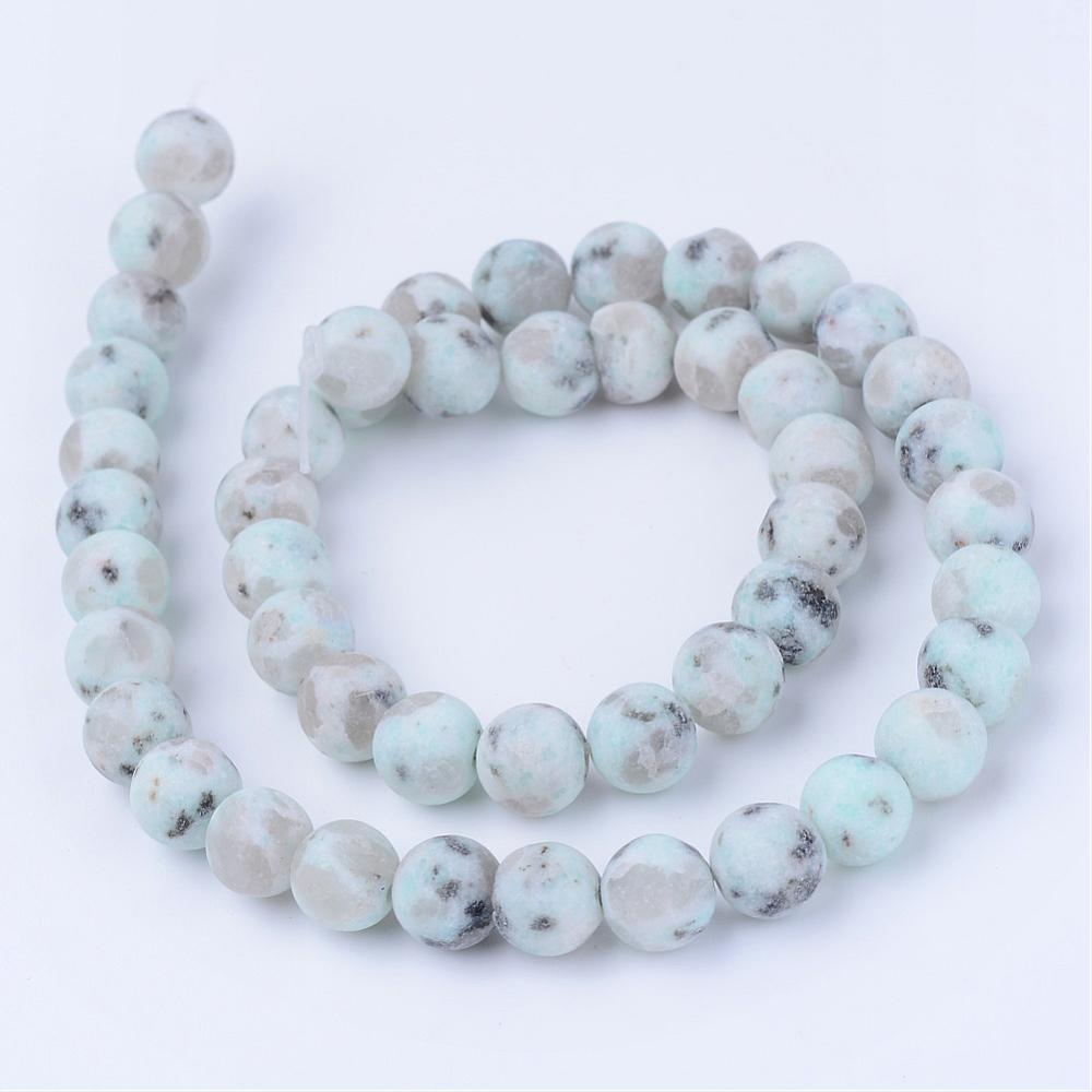 Kiwi Jasper Beads Frosted  – Round 8mm | The Pink Bead Shop Canada