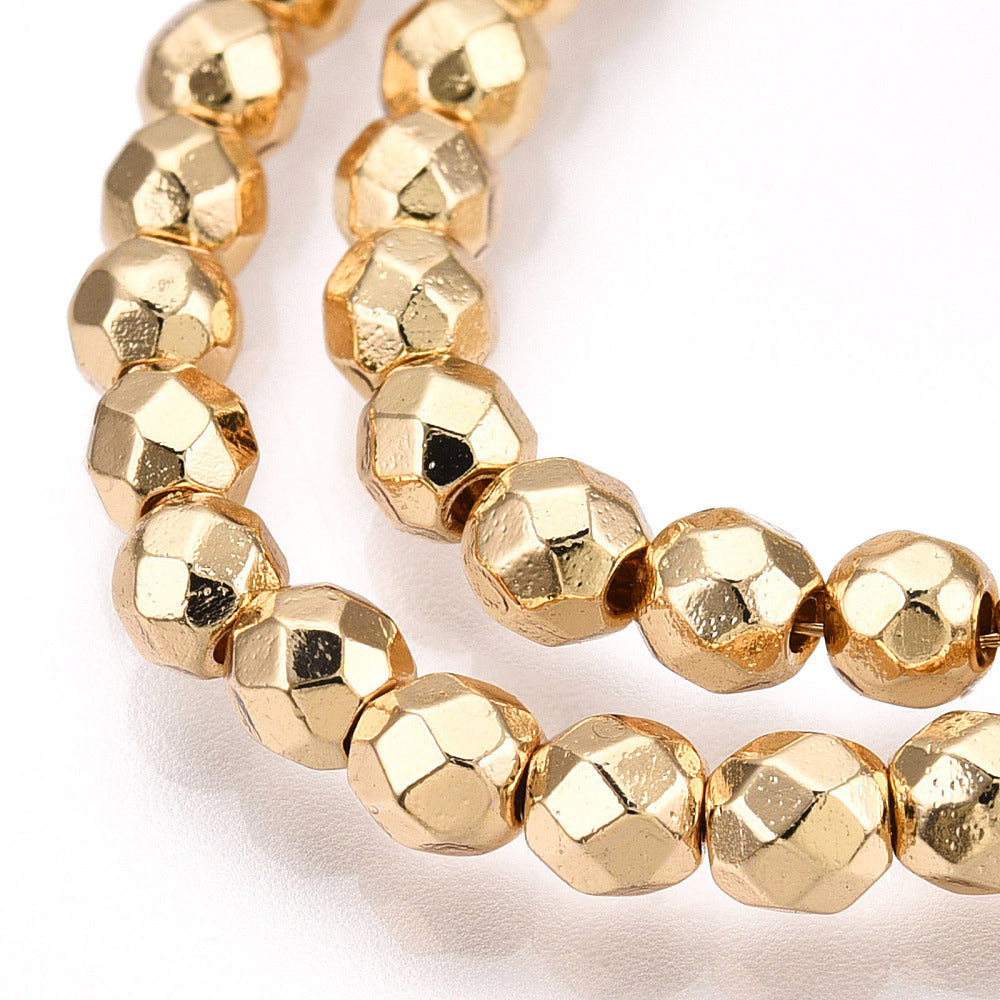Hematite Electroplated  Beads – 4mm Faceted Rounds (Gold, Light Gold, Rose Gold & Silver) The Pink Bead Shop