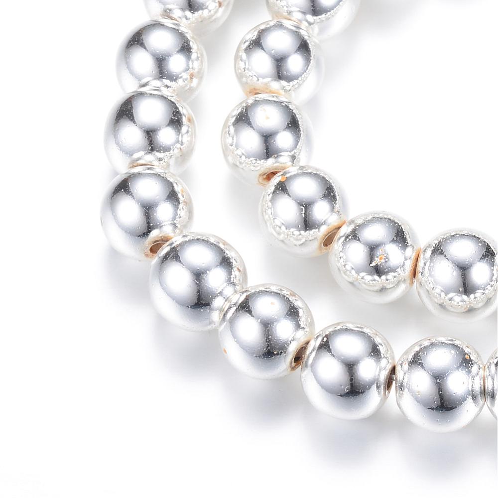 Silver Electroplated Hematite Beads – Round 6mm | The Pink Bead Shop Canada