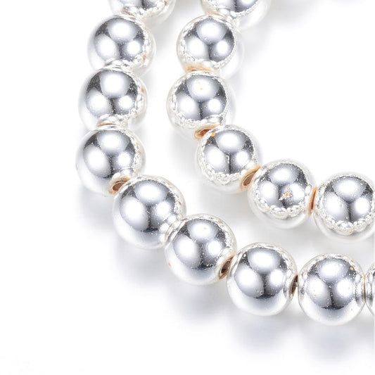 Silver Electroplated Hematite Beads – Round 6mm | The Pink Bead Shop Canada