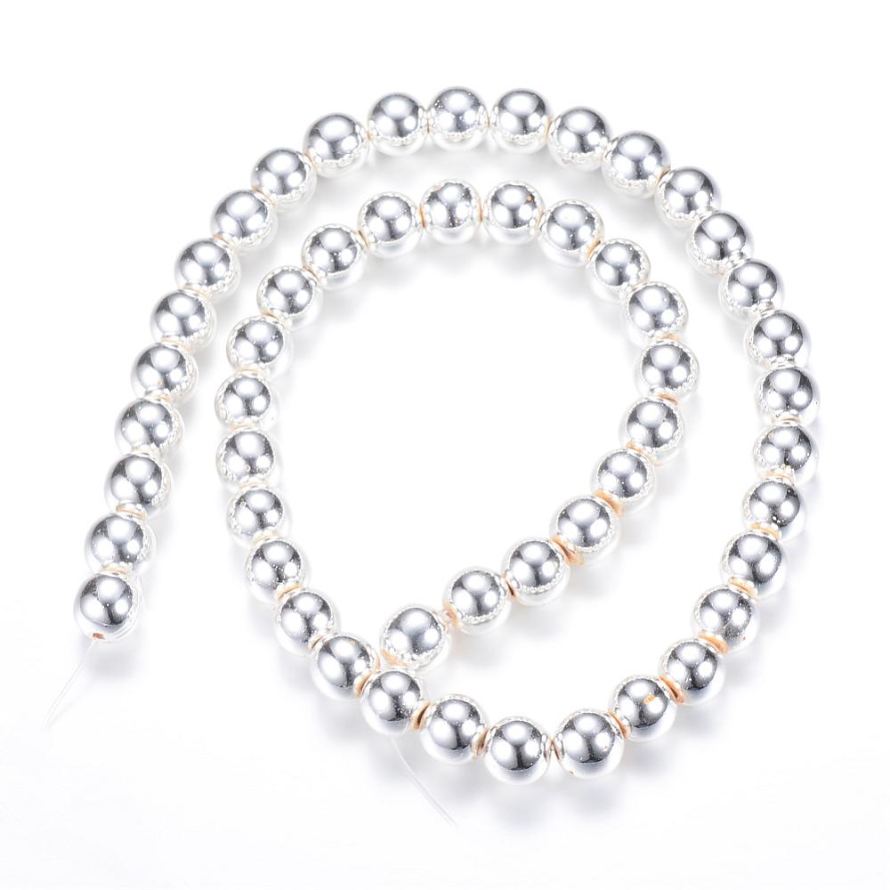 Silver Electroplated Hematite Beads – Round 6mm | The Pink Bead Shop Canada
