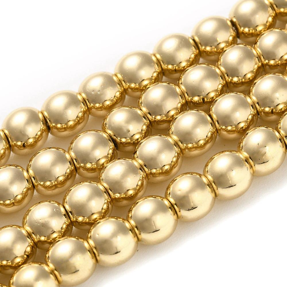 Hematite Beads Light Gold Electroplated  – Round 6mm | The Pink Bead Shop Canada