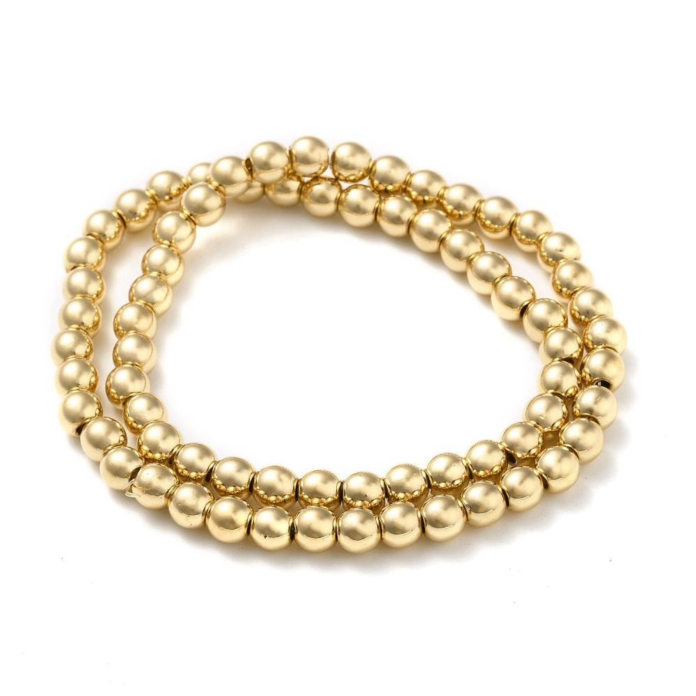 Hematite Beads Light Gold Electroplated  – Round 6mm | The Pink Bead Shop Canada