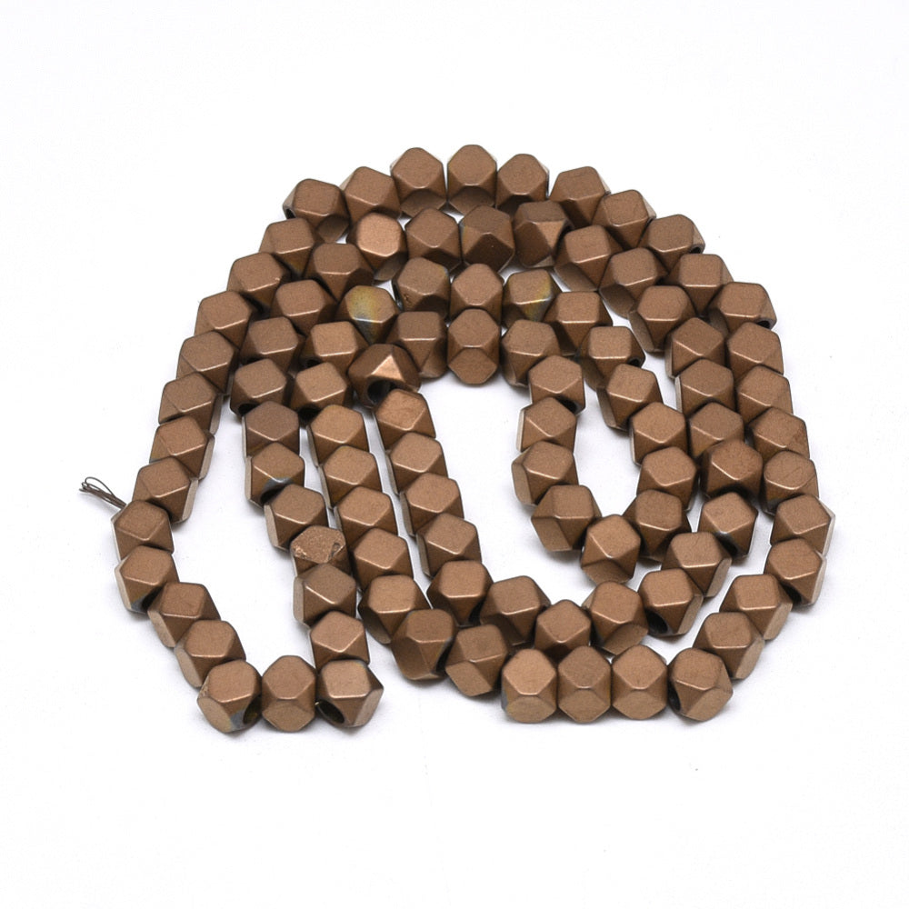 Hematite Matte Copper Polygon Beads 4mm | The Pink Bead Shop Canada