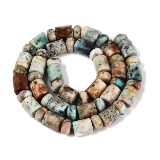 Chrysocolla & Lapis Lazuli Narural Barrel and Rondelle Beads – 8x10mm | The Pink Bead Shop Canada
