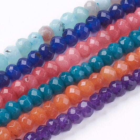 Faceted Mixed Colour Jade Rondelle Beads 6x4–5mm | The Pink Bead Shop Canada
