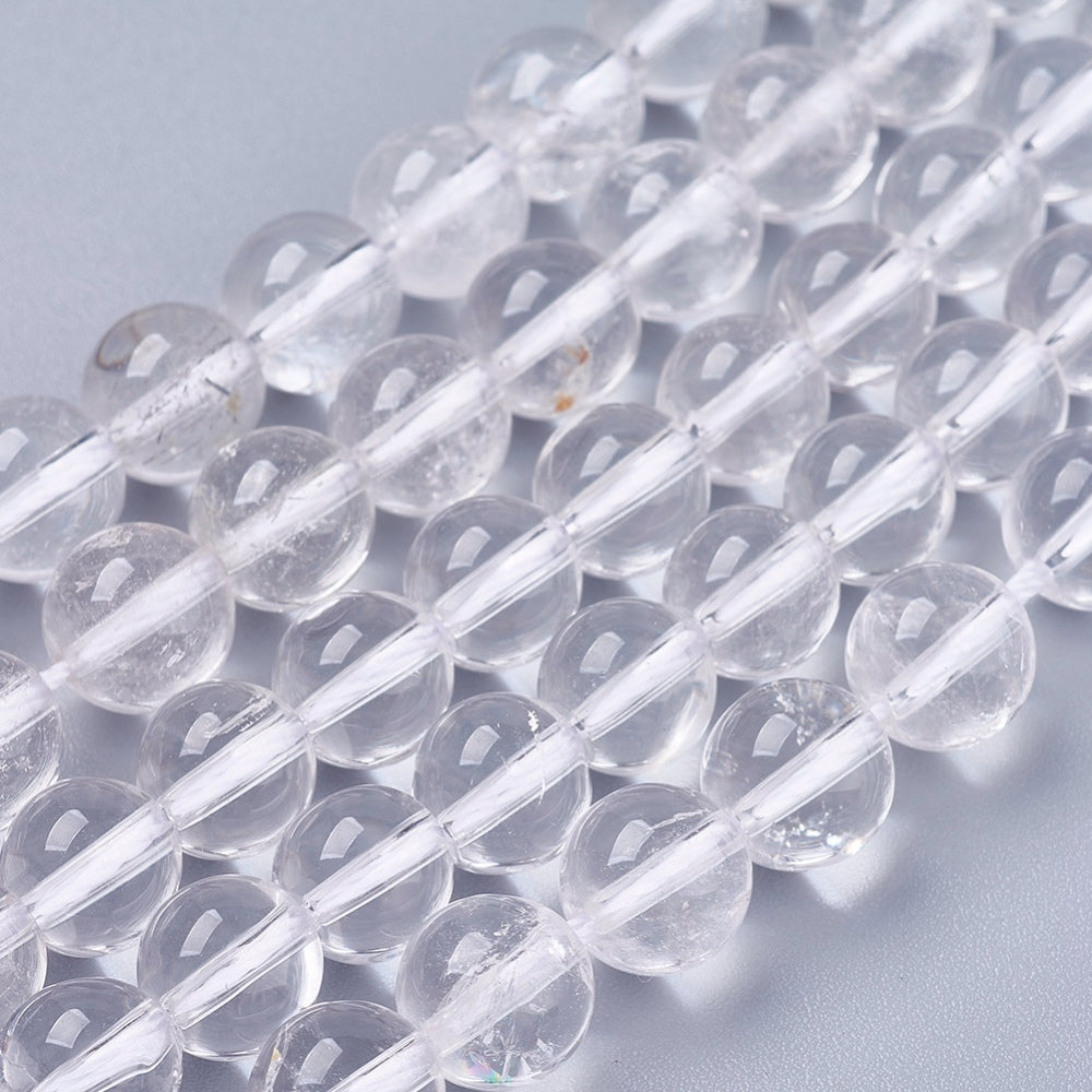 Clear Quartz Beads 8mm Round – Natural Crystal Gemstone Strands | The Pink Bead Shop Canada
