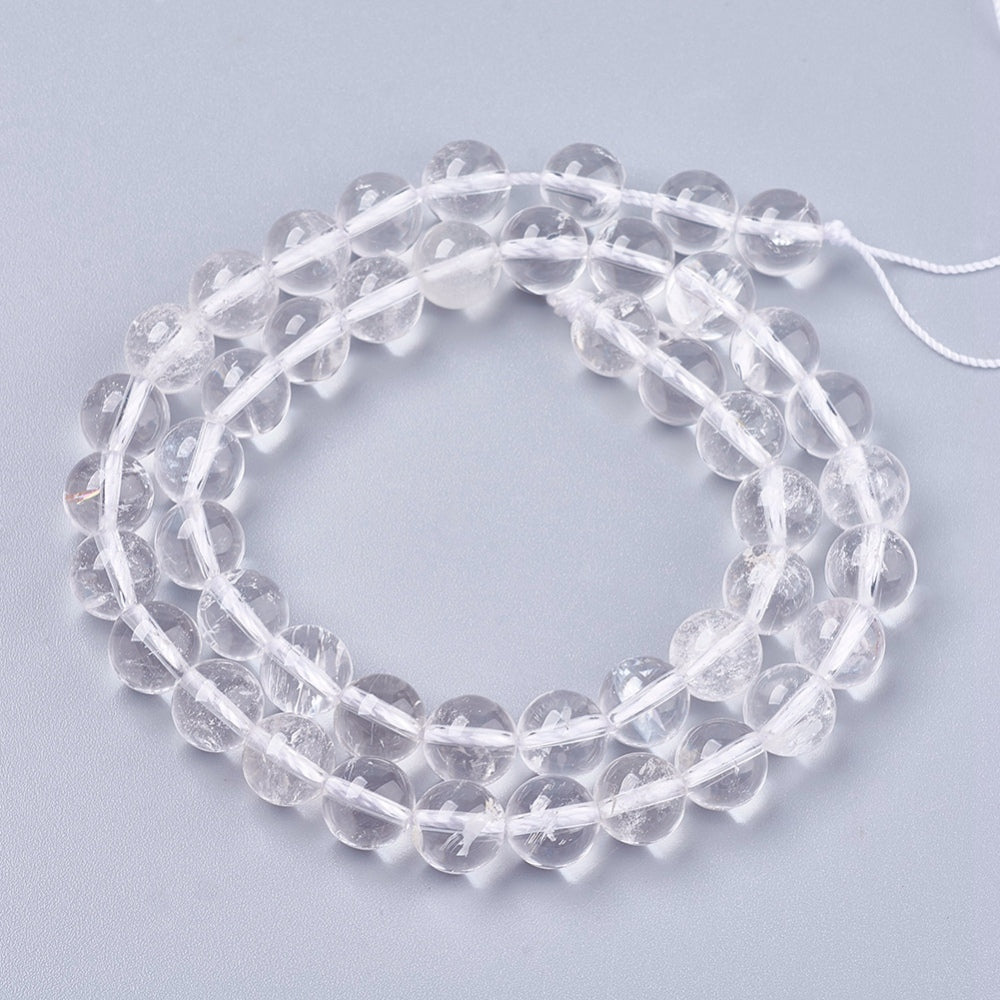 Clear Quartz Beads 8mm Round – Natural Crystal Gemstone Strands | The Pink Bead Shop Canada
