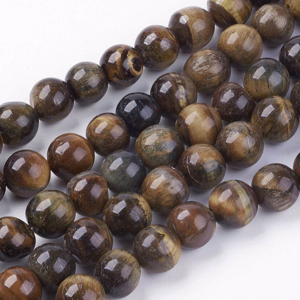 Tiger Eye Round Natural Gemstone Beads – 6mm, 8mm & 10mm | The Pink Bead Shop Canada