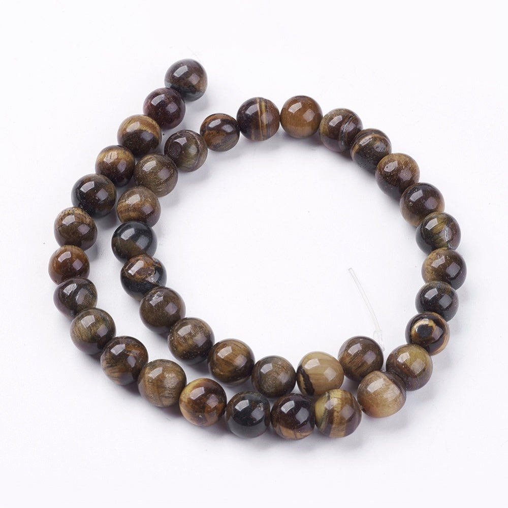 Tiger Eye Round Natural Gemstone Beads – 6mm, 8mm & 10mm | The Pink Bead Shop Canada
