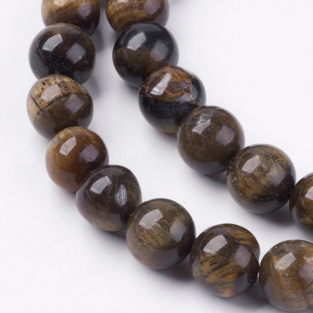 Tiger Eye Round Natural Gemstone Beads – 6mm, 8mm & 10mm | The Pink Bead Shop Canada
