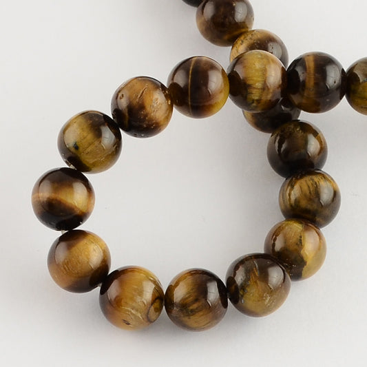 Natural Tiger Eye Round Gemstone Bead Strand 8mm | The Pink Bead Shop Canada