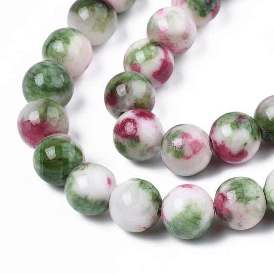 Natural Dyed Persian Jade Beads Strands – Round, Camellia, 8mm, Hole: 1mm, Approx. 50pcs/Strand, 15.7” The Pink Bead Shop